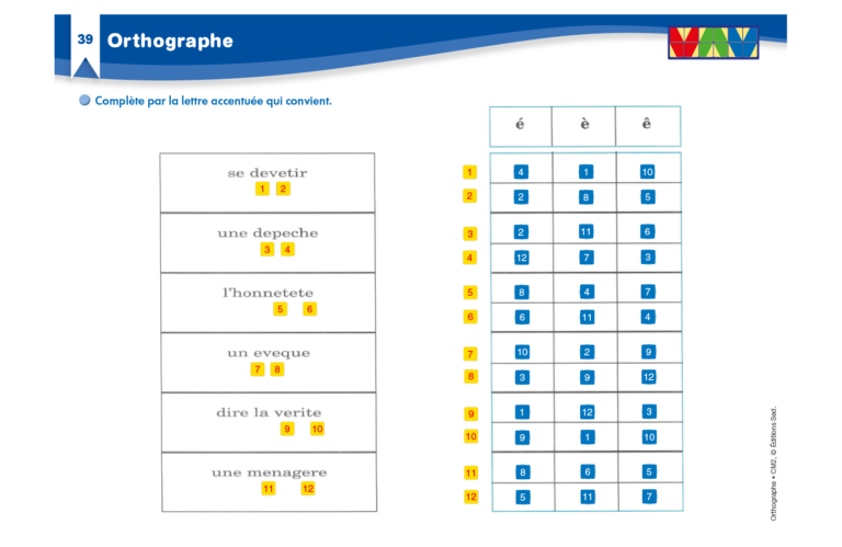 Aperçu : Orthographe – CM2
