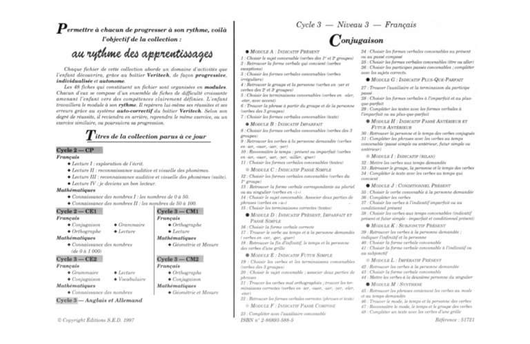 Aperçu : Conjugaison – CM2