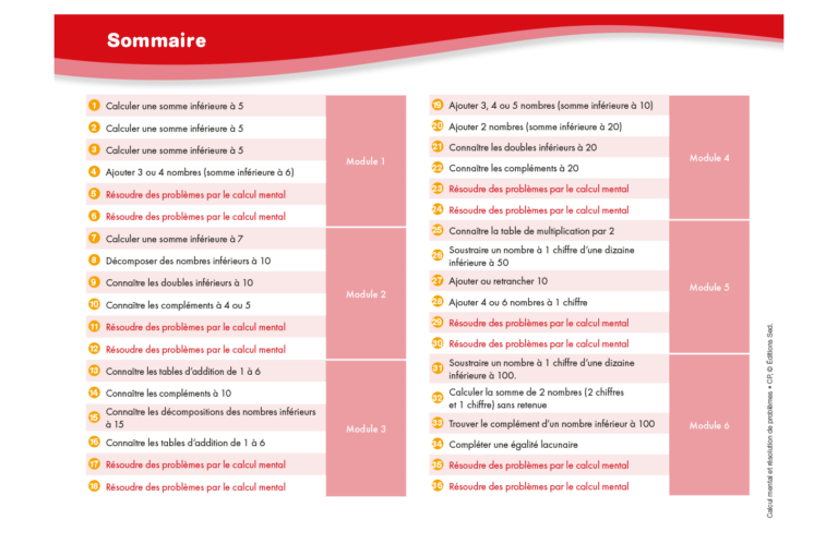 Aperçu : Calcul mental et résolution de problèmes – CP