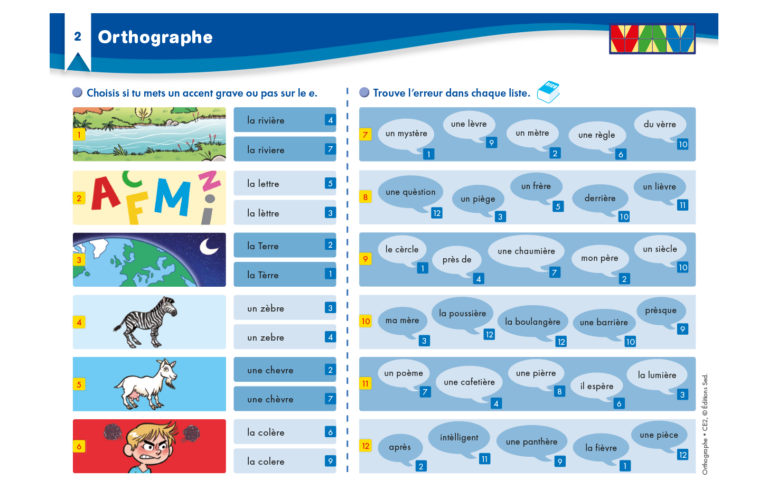 Aperçu : Orthographe 1 – Les sons et les lettres – CE2