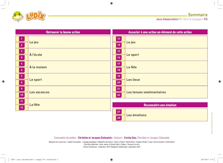 Aperçu : Jeux d'association 1 – Vers le langage – PS