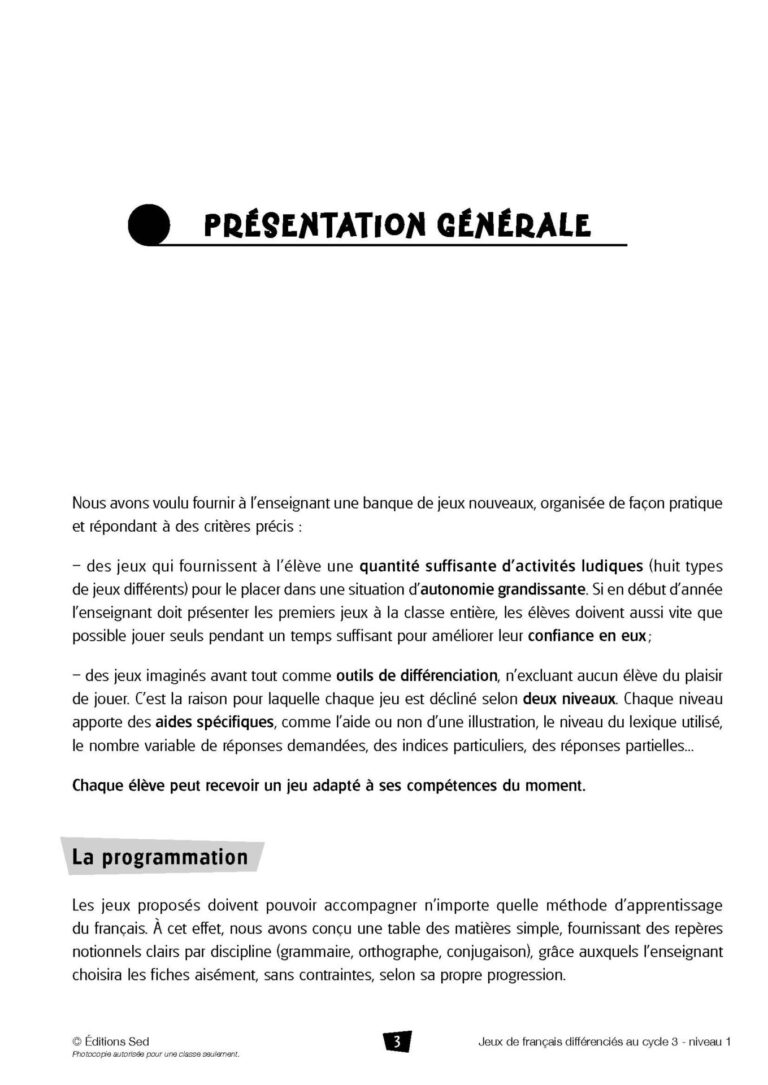 Aperçu : Jeux de français différenciés – CE2