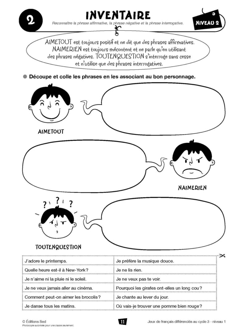 Aperçu : Jeux de français différenciés – CE2