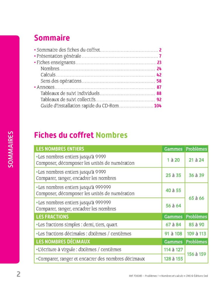 Aperçu : PROBLEMES ! – Nombres et calculs – CM1