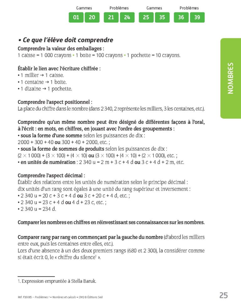 Aperçu : PROBLEMES ! – Nombres et calculs – CM1