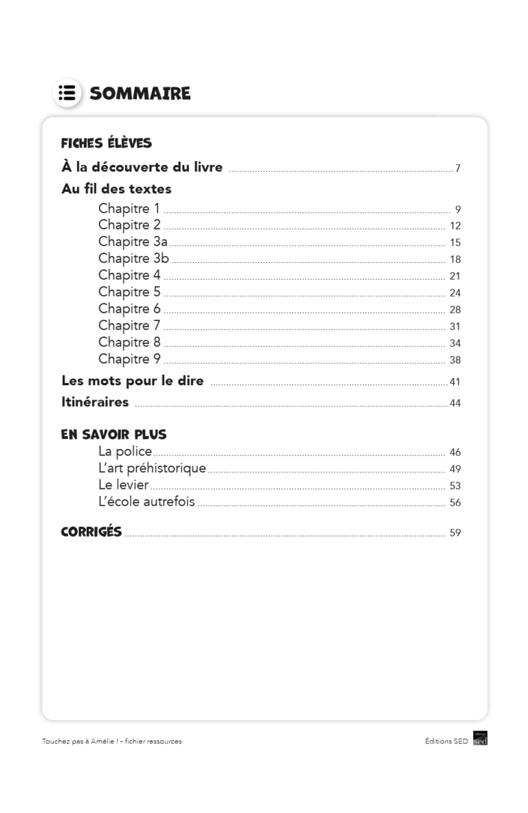 Aperçu : BDL – Touchez pas à Amélie – 18 livres + fichier