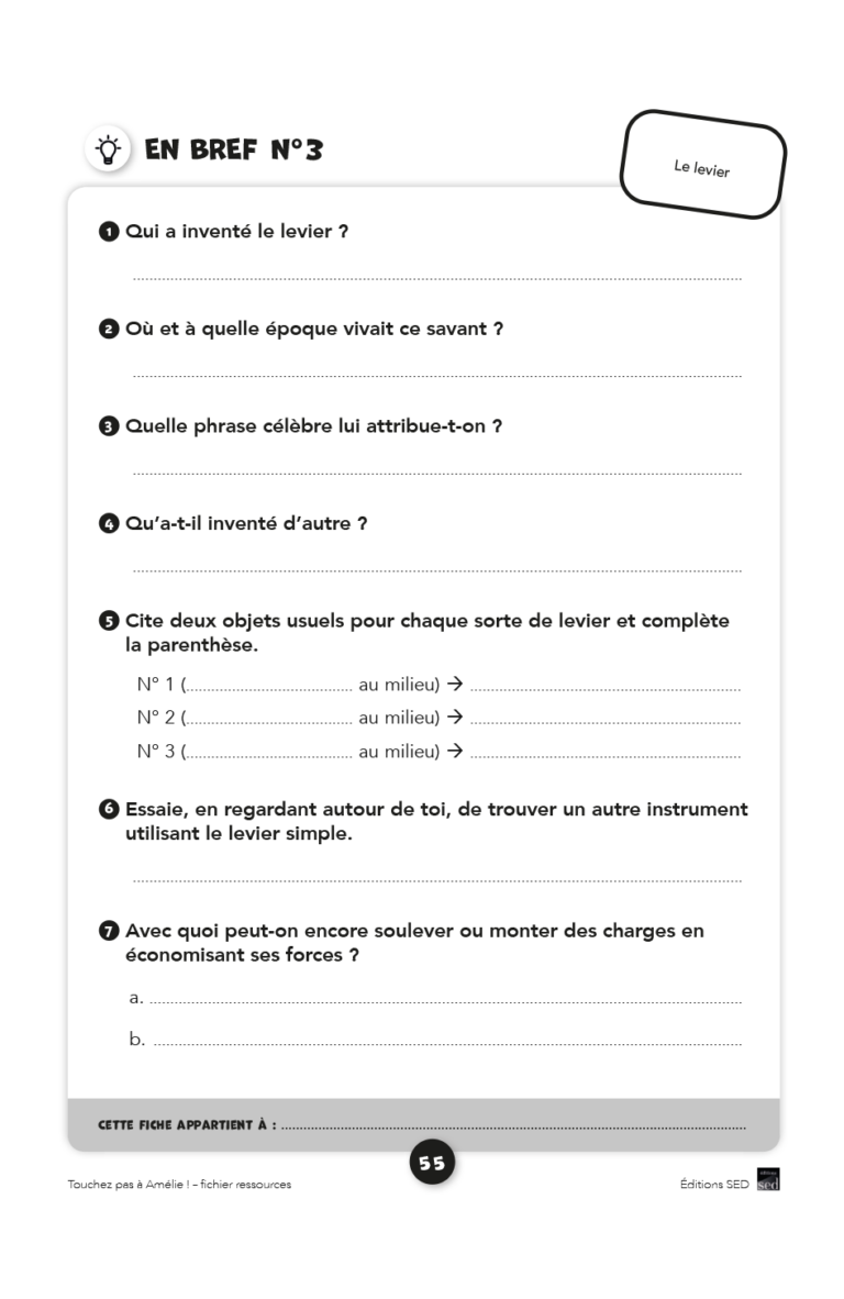 Aperçu : BDL – Touchez pas à Amélie – 18 livres + fichier
