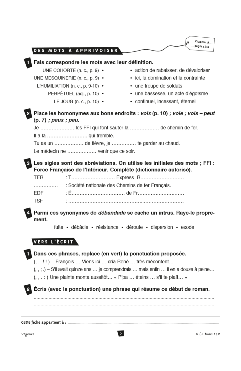 Aperçu : BDL – Urgence – 24 livres + fichier