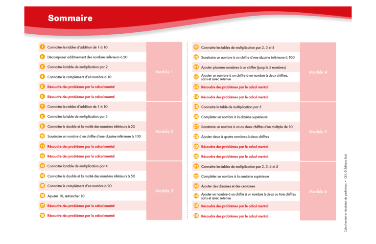 Aperçu : Calcul mental et résolution de problèmes – CE1