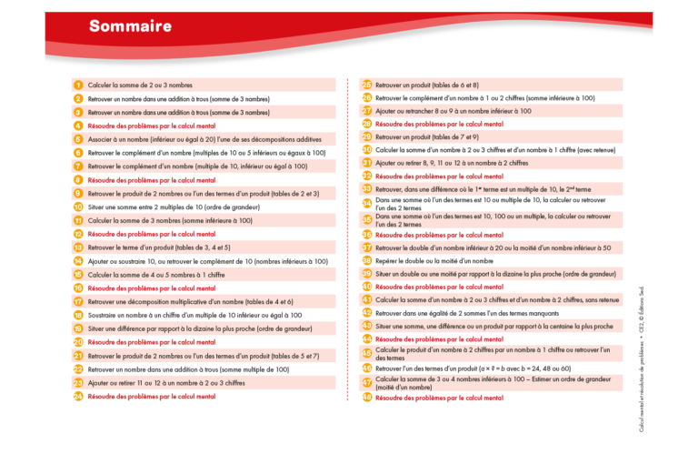Aperçu : Calcul mental et résolution de problèmes – CE2