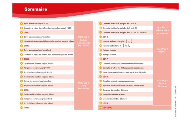 Aperçu : Connaissance des nombres – CM1