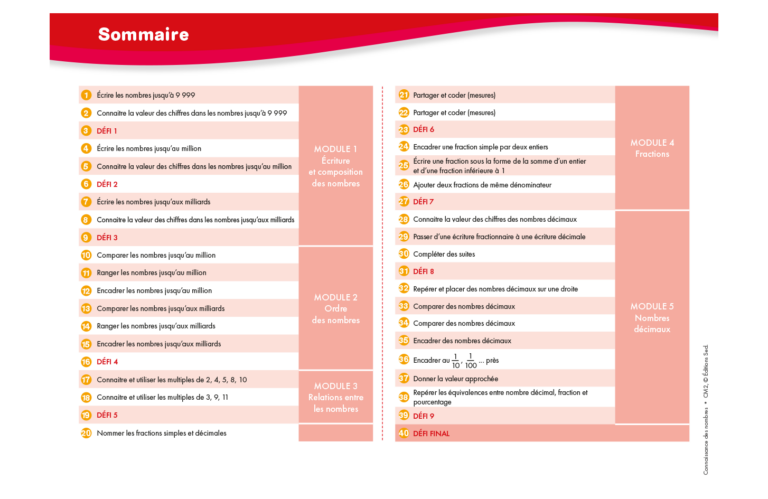 Aperçu : Connaissance des nombres – CM2