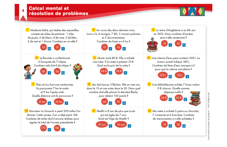 Aperçu : Calcul mental et résolution de problèmes – CM1