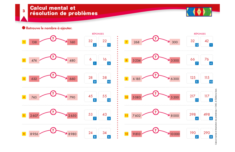 Aperçu : Calcul mental et résolution de problèmes – CM2