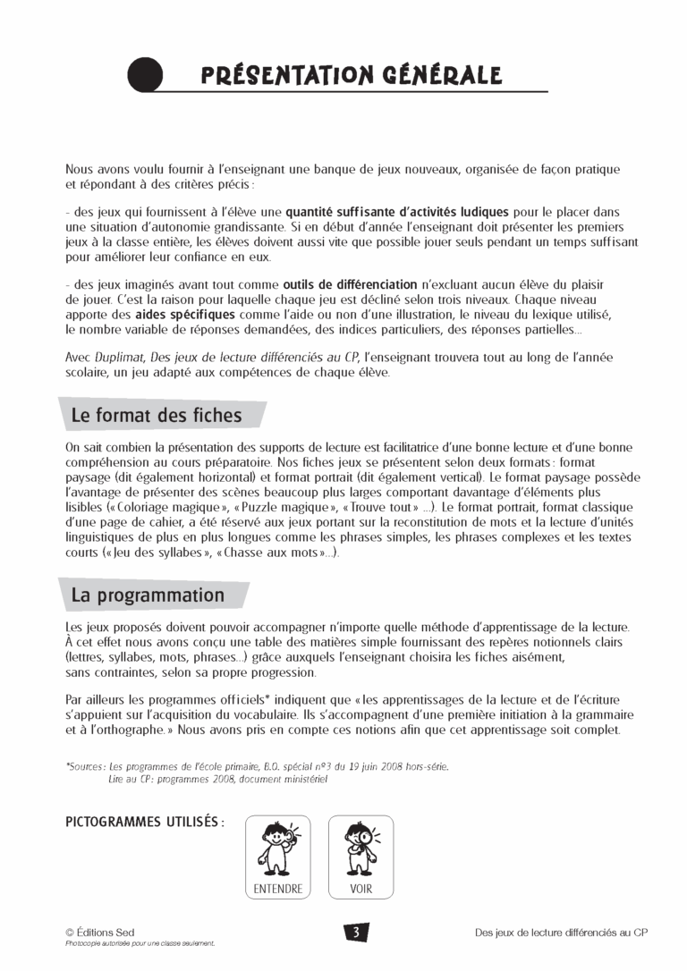 Aperçu : Jeux de lecture différenciés – CP