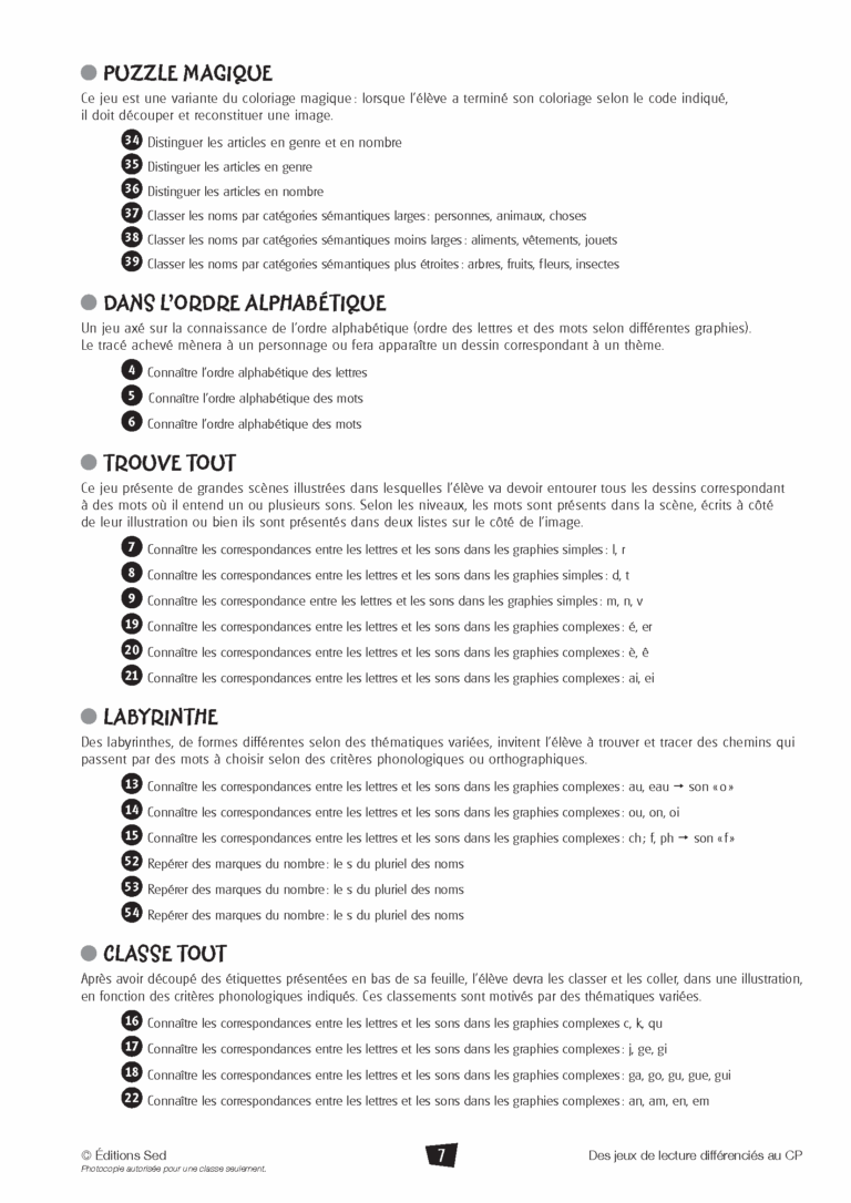 Aperçu : Jeux de lecture différenciés – CP