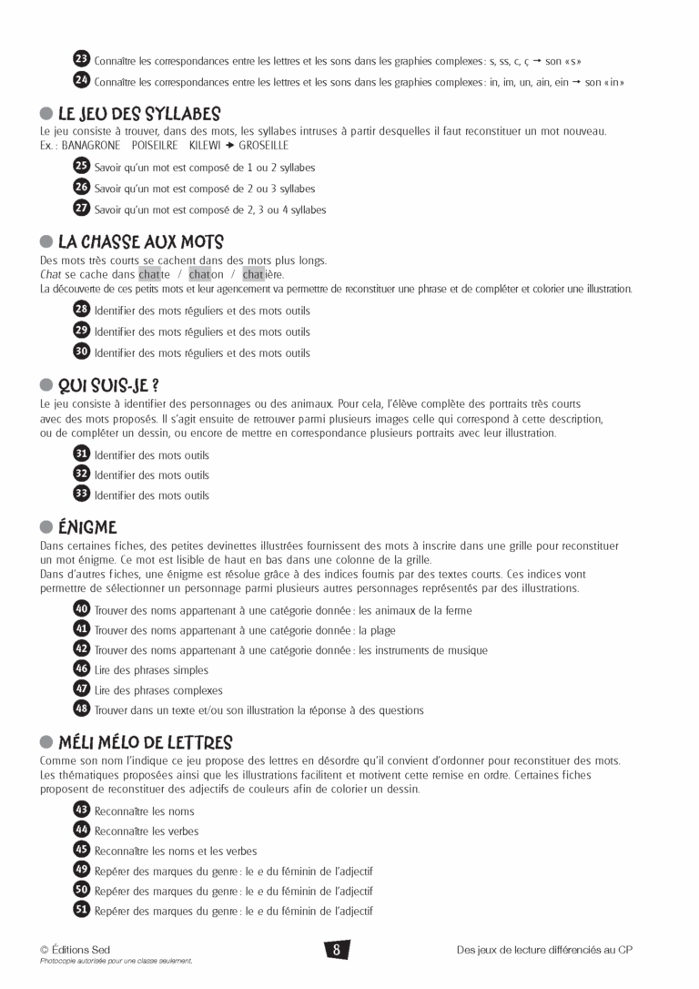 Aperçu : Jeux de lecture différenciés – CP