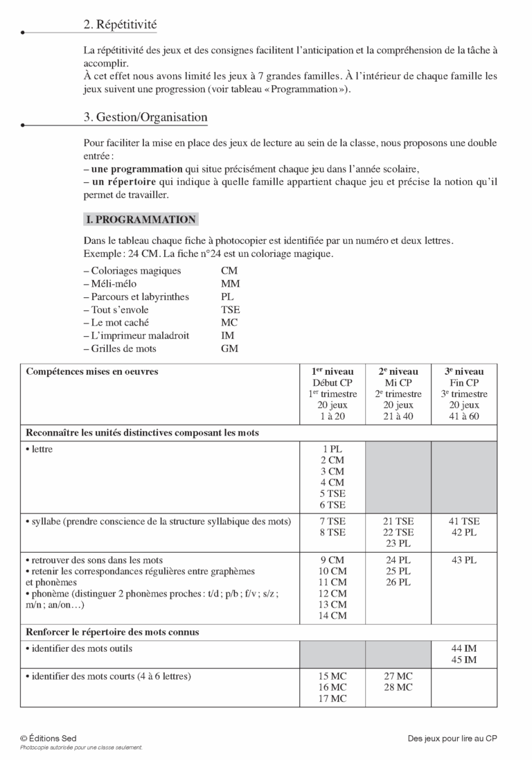 Aperçu : Des jeux pour lire – CP