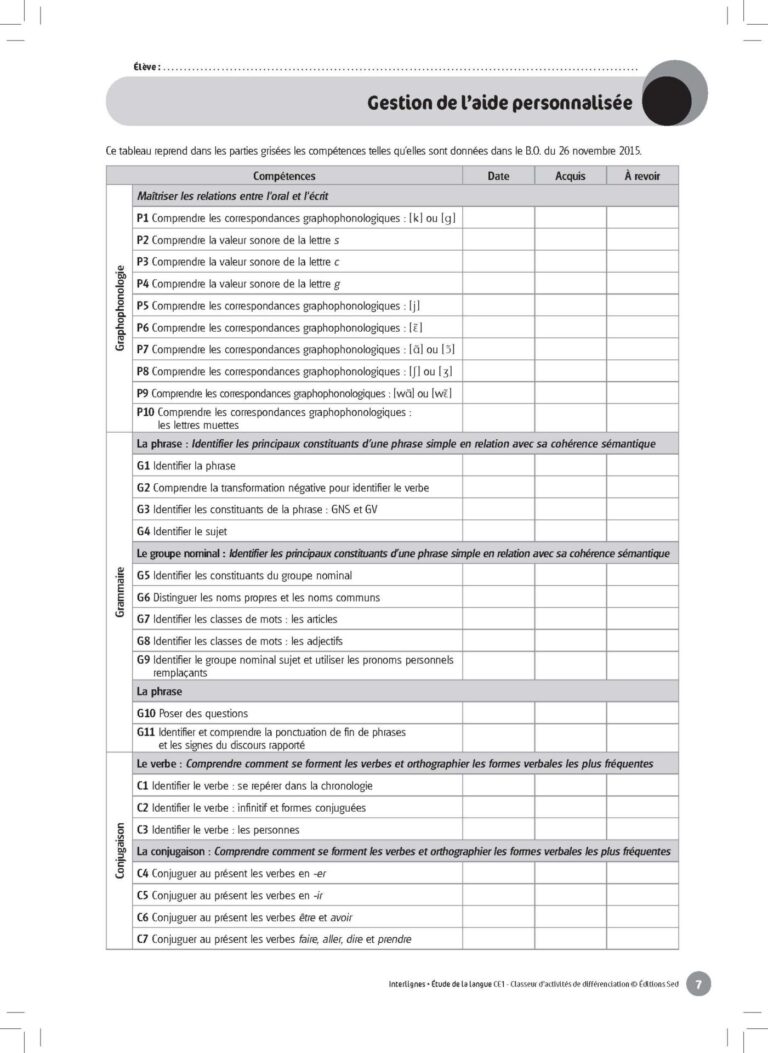 Aperçu : INTERLIGNES EDL – Classeur de différenciation – CE1 – Anciens progr.