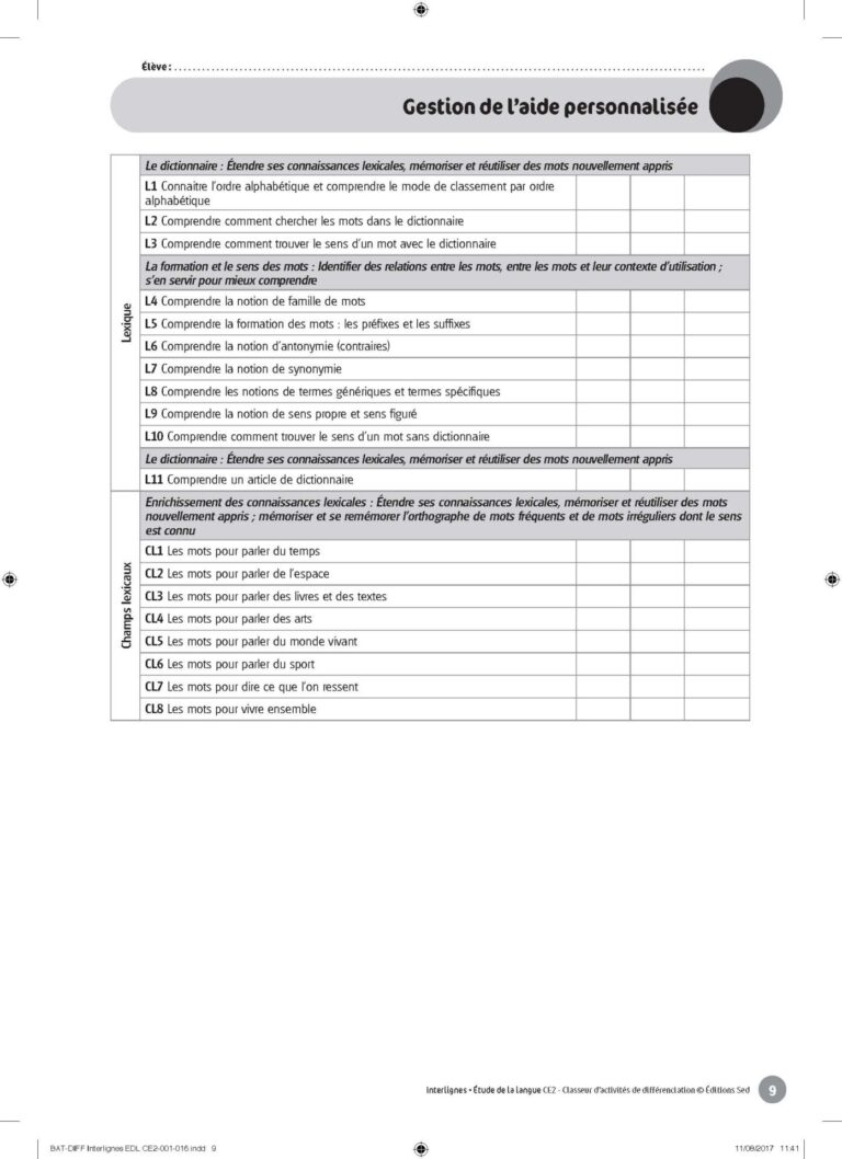 Aperçu : INTERLIGNES EDL – Classeur de différenciation – CE2 – Anciens progr.