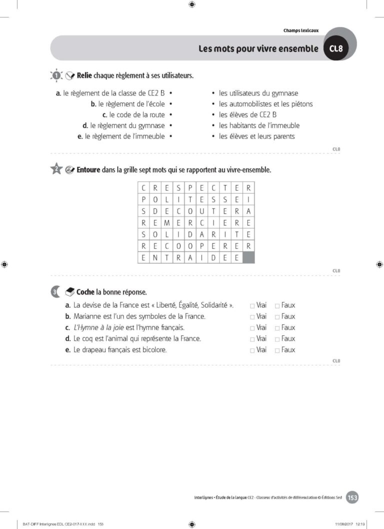 Aperçu : INTERLIGNES EDL – Classeur de différenciation – CE2 – Anciens progr.