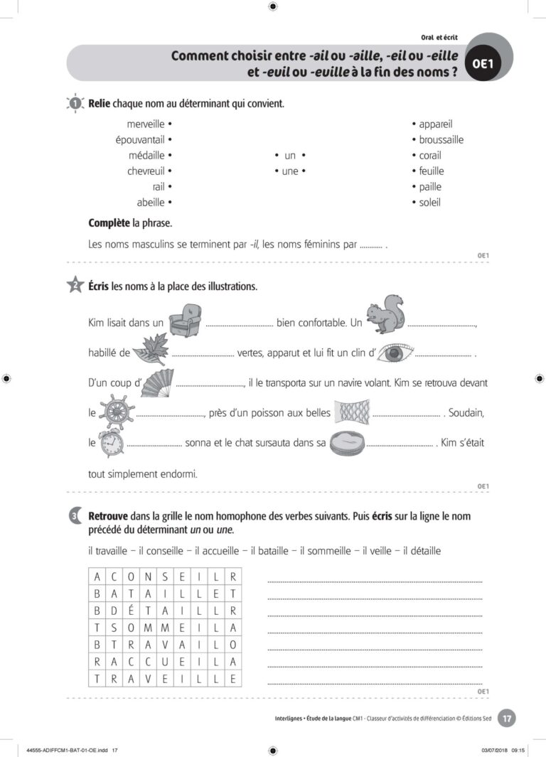 Aperçu : INTERLIGNES EDL – Classeur de différenciation – CM1 – Anciens progr.