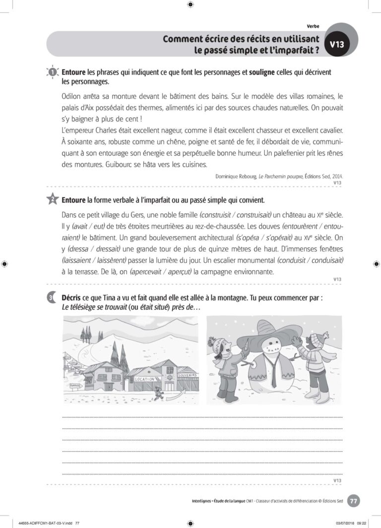 Aperçu : INTERLIGNES EDL – Classeur de différenciation – CM1 – Anciens progr.