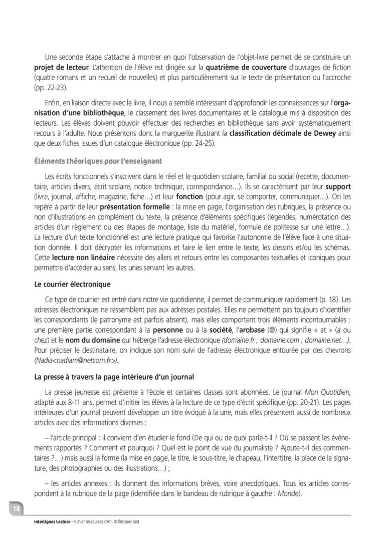Aperçu : INTERLIGNES LECTURE – Fichier ressources + numérique – CM1