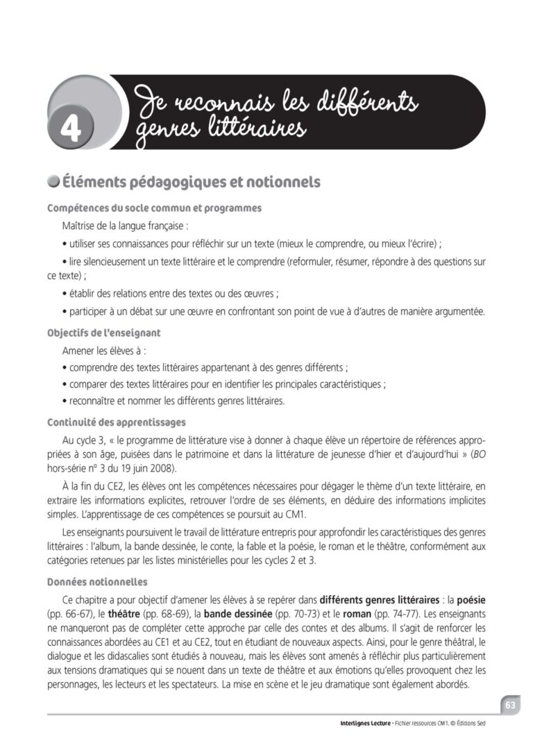 Aperçu : INTERLIGNES LECTURE – Fichier ressources + numérique – CM1