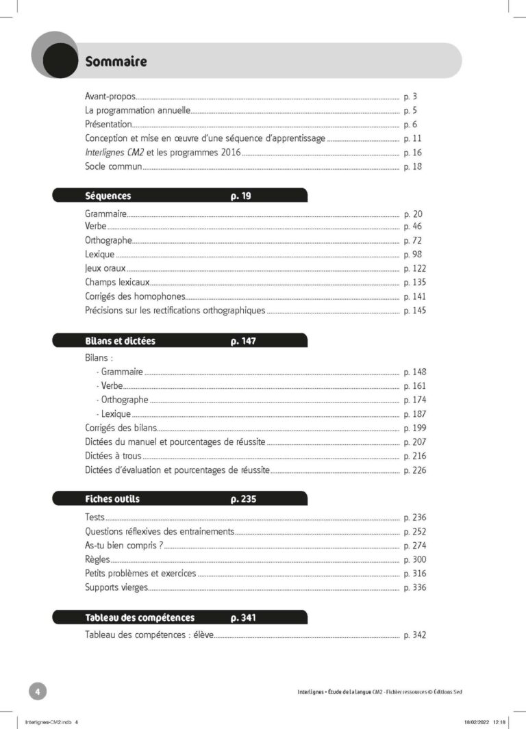 Aperçu : INTERLIGNES EDL – Fichier ressources + numérique – CM2 – Anciens prog.