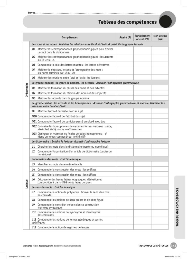 Aperçu : INTERLIGNES EDL – Fichier ressources + numérique – CM2 – Anciens prog.