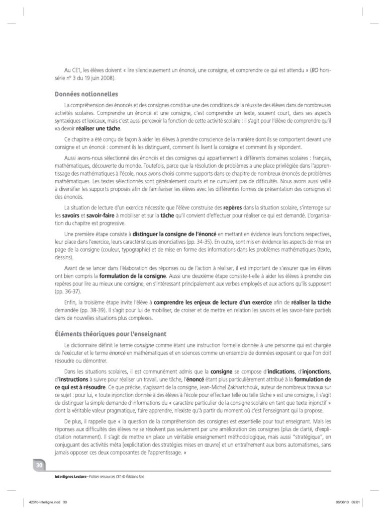 Aperçu : INTERLIGNES LECTURE – Fichier ressources + numérique – CE1