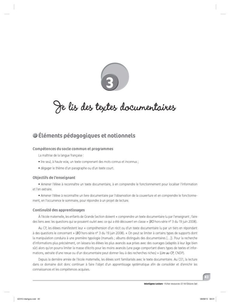 Aperçu : INTERLIGNES LECTURE – Fichier ressources + numérique – CE1