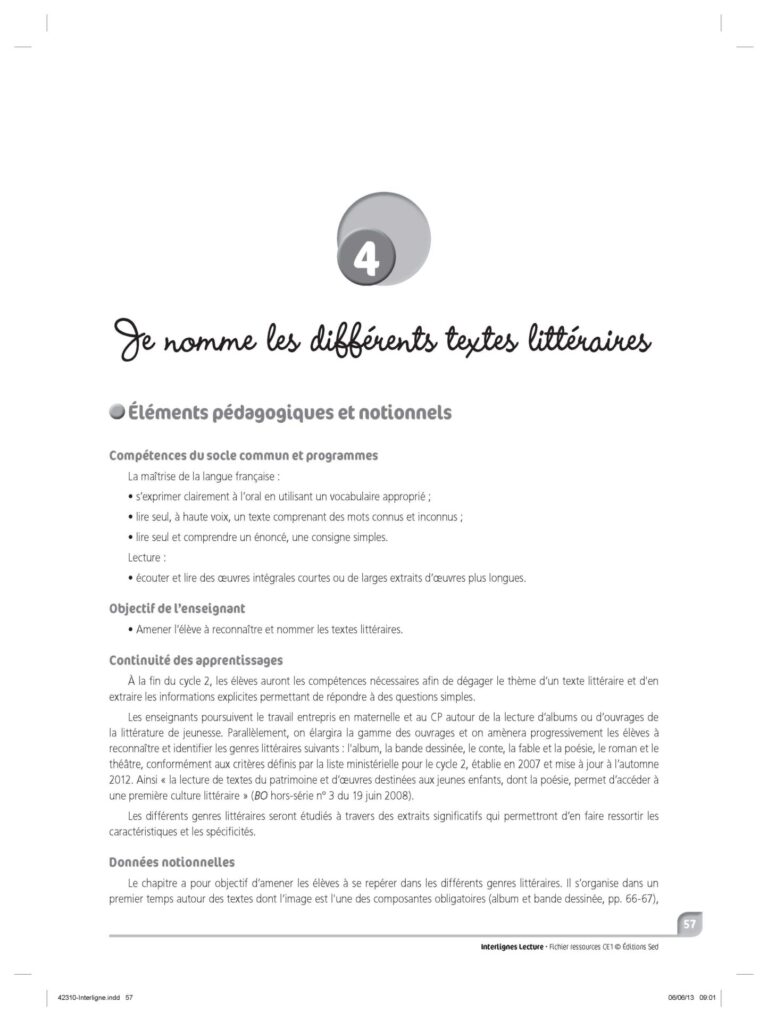 Aperçu : INTERLIGNES LECTURE – Fichier ressources + numérique – CE1