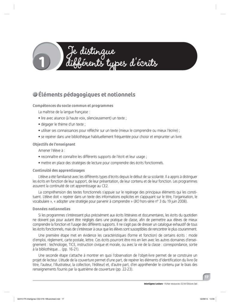 Aperçu : INTERLIGNES LECTURE – Fichier ressources + numérique – CE2