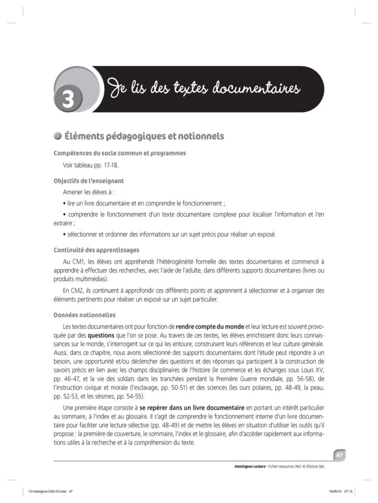 Aperçu : INTERLIGNES LECTURE – Fichier ressources + numérique – CM2