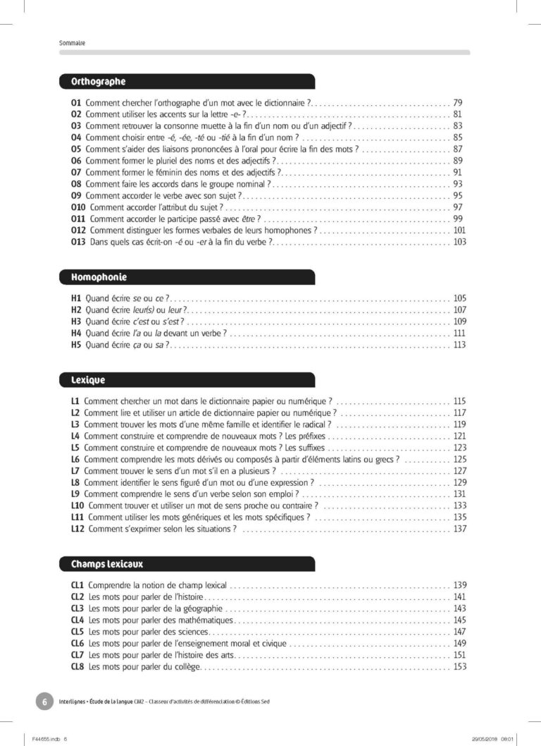 Aperçu : INTERLIGNES EDL – Classeur de différenciation – CM2 – Anciens progr.