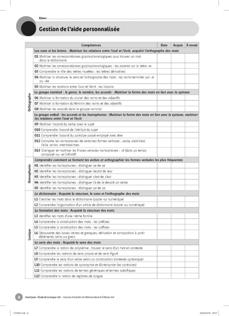 Aperçu : INTERLIGNES EDL – Classeur de différenciation – CM2 – Anciens progr.