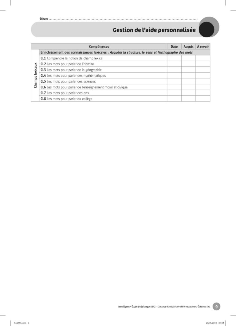 Aperçu : INTERLIGNES EDL – Classeur de différenciation – CM2 – Anciens progr.