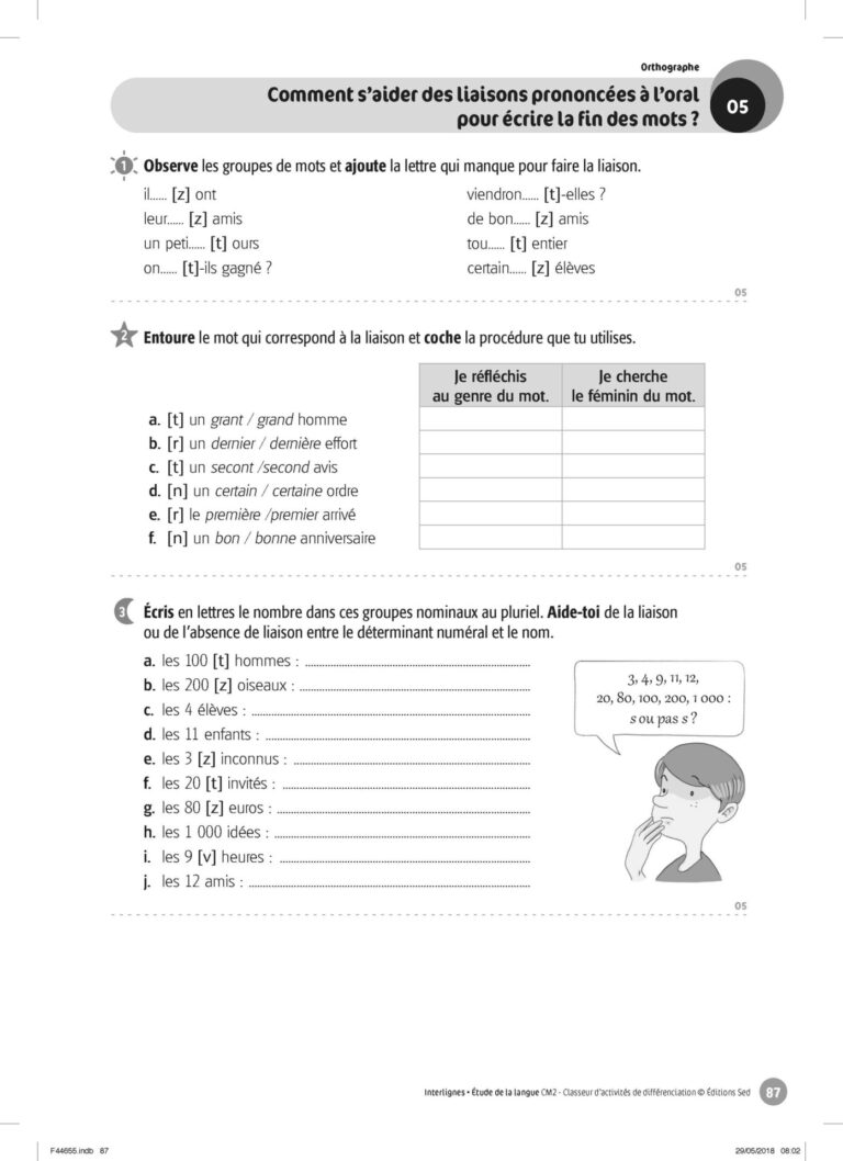 Aperçu : INTERLIGNES EDL – Classeur de différenciation – CM2 – Anciens progr.