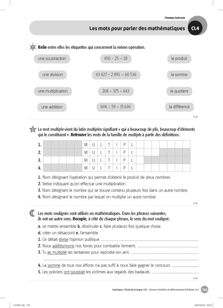 Aperçu : INTERLIGNES EDL – Classeur de différenciation – CM2 – Anciens progr.