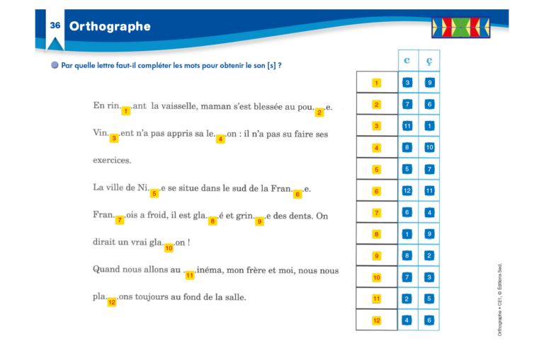 Aperçu : Orthographe – CE1