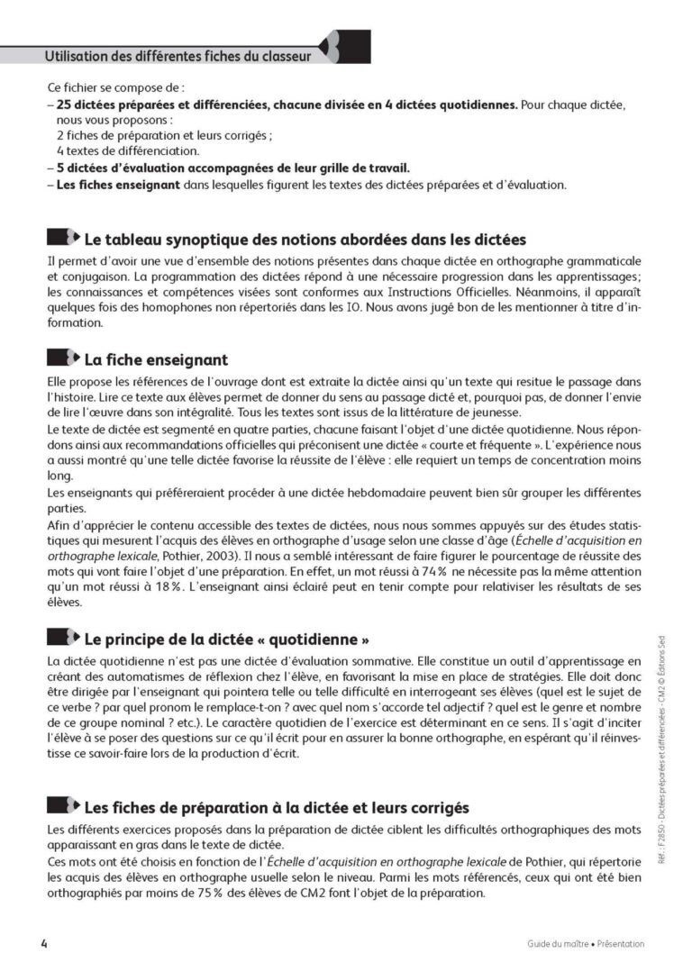 Aperçu : Dictées préparées et différenciées – CM2