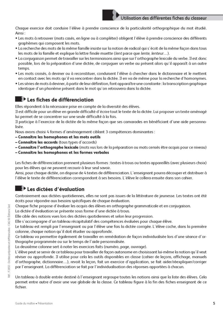 Aperçu : Dictées préparées et différenciées – CM2