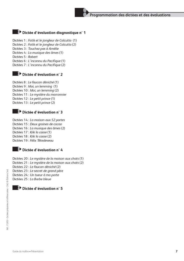 Aperçu : Dictées préparées et différenciées – CM2