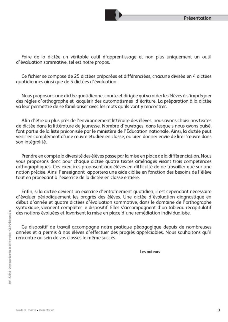Aperçu : Dictées préparées et différenciées – CE2