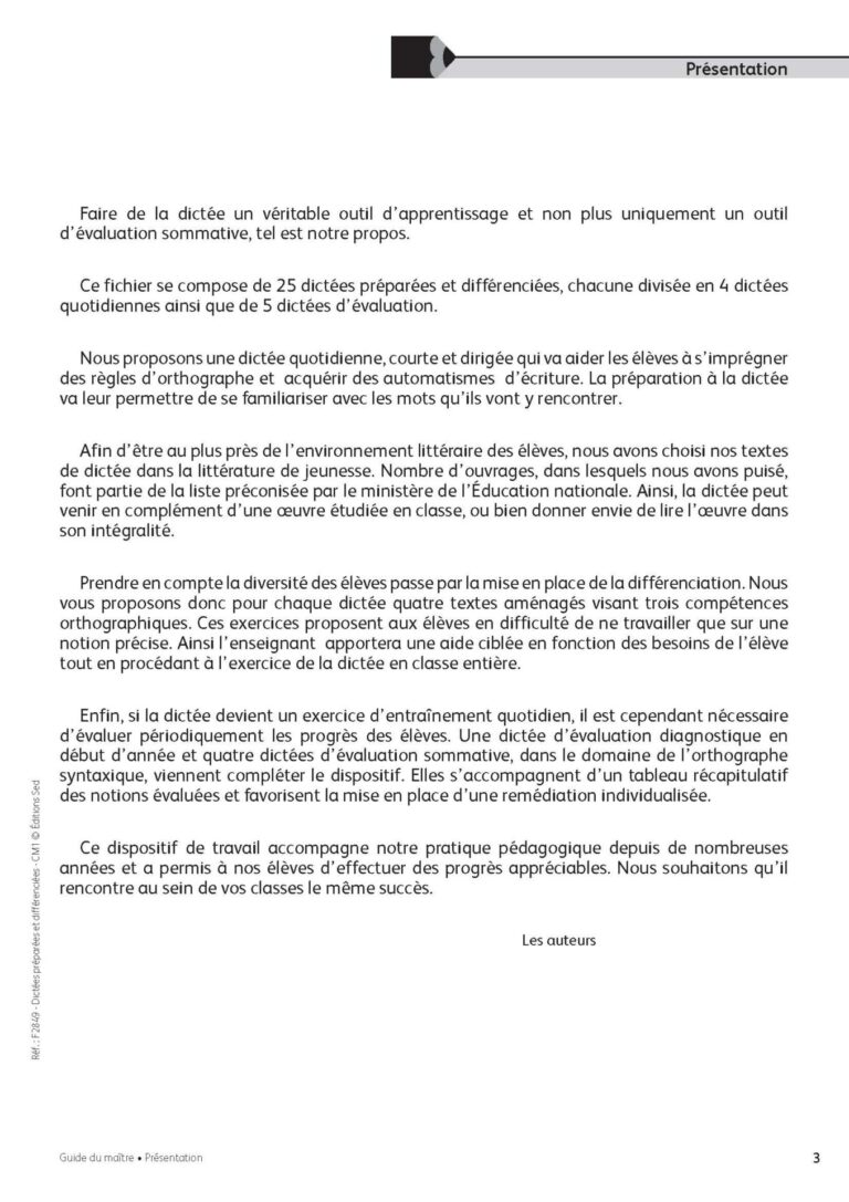 Aperçu : Dictées préparées et différenciées – CM1