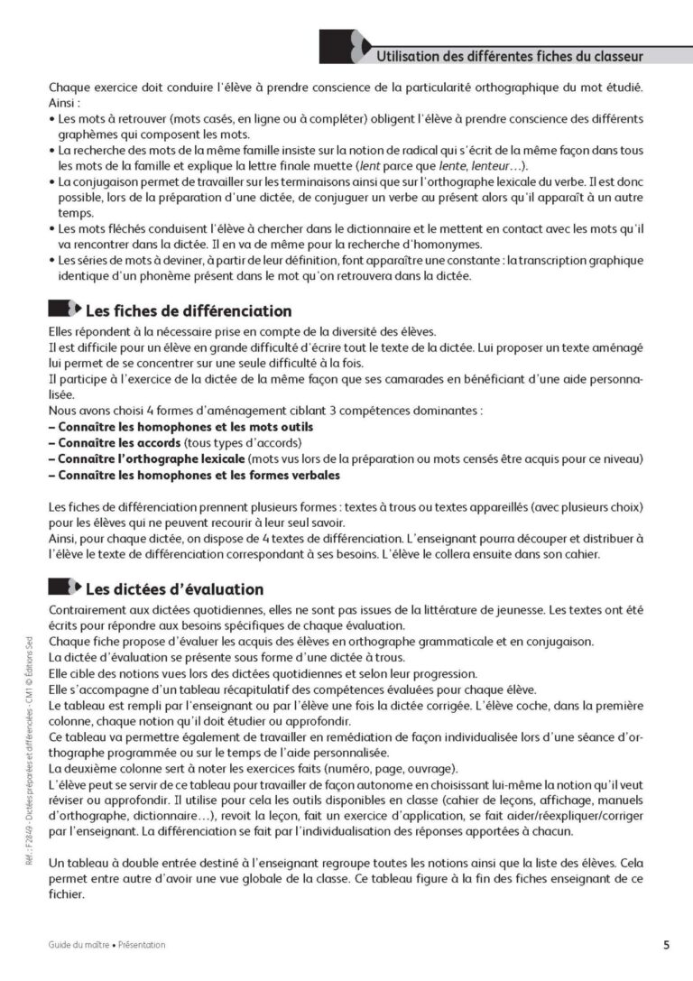 Aperçu : Dictées préparées et différenciées – CM1