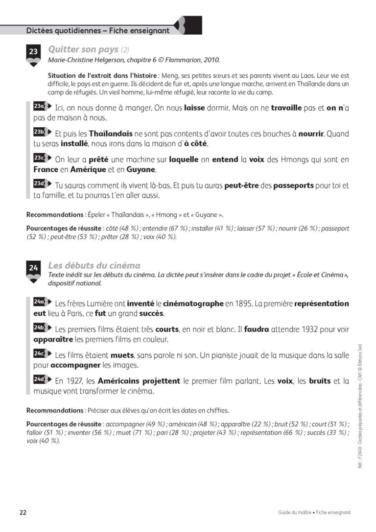 Aperçu : Dictées préparées et différenciées – CM1