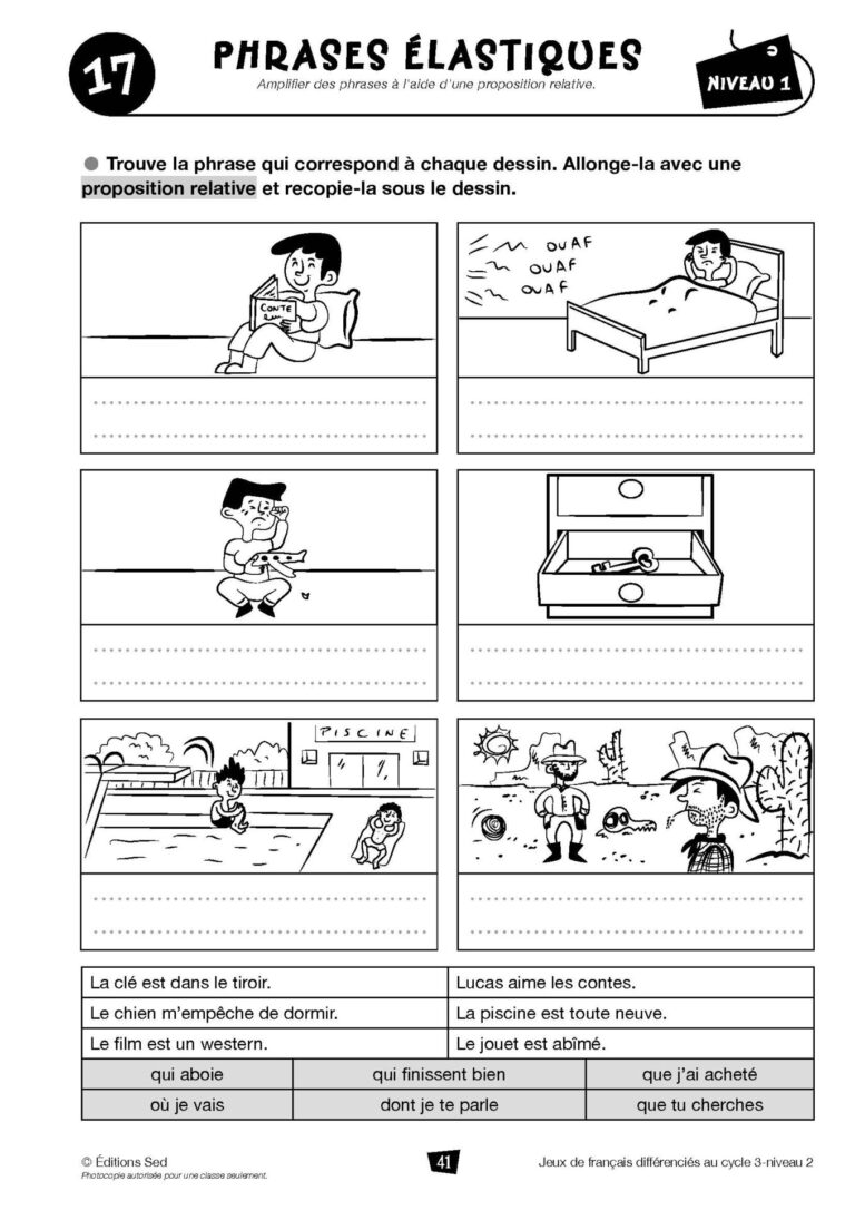Aperçu : Jeux de français différenciés – CM1